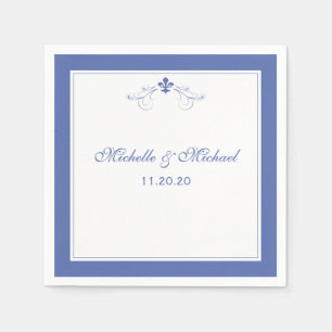 Serviette En Papier Personnalisé Elégant Bleu Fleur de Lis