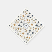 Serviette En Papier Personnalisé Elegant Blue & Gold Stars Motif (9) (Coin)