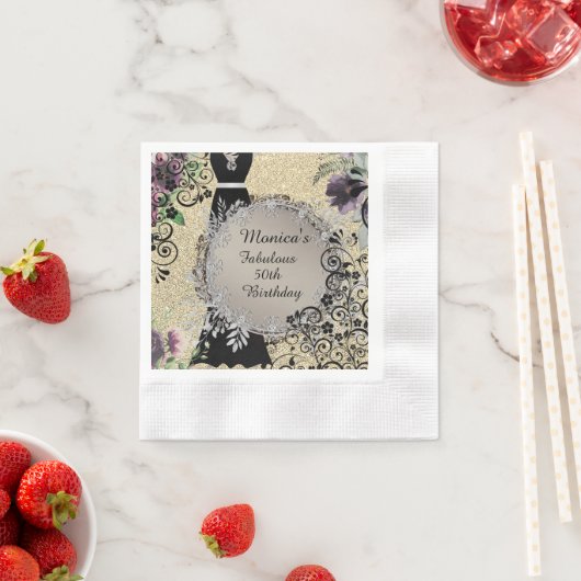 Serviette En Papier Personnalisé Elégant Fabuleux 50e anniversaire (En situation)