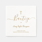 Serviette En Papier Personnalisé Elegant Gold Cross Bautizo espagnol (Devant)