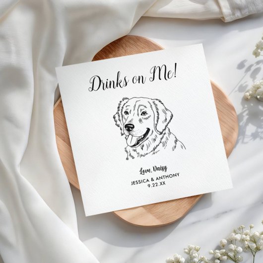 Serviette En Papier Personnalisé Elegant Golden Retriever Mariage chie