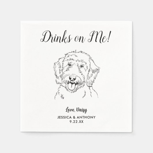 Serviette En Papier Personnalisé Elégant Goldendoodle Mariage chien (Devant)