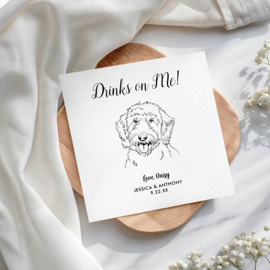 Serviette En Papier Personnalisé Elégant Goldendoodle Mariage chien