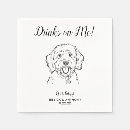 Serviette En Papier Personnalisé Elégant Goldendoodle Mariage chien (Devant)