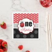 Serviette En Papier Personnalisé Elegant Ladybug premier anniversaire (En situation)