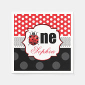 Serviette En Papier Personnalisé Elegant Ladybug premier anniversaire (Devant)