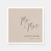 Serviette En Papier Personnalisé Élégant M & Mme Mariage Napkins (Devant)