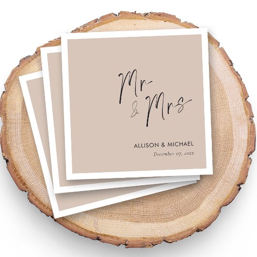 Serviette En Papier Personnalisé Élégant M & Mme Mariage Napkins
