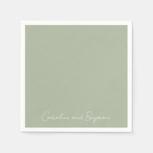 Serviette En Papier Personnalisé Élégant Minimaliste Mariage Vert Jade