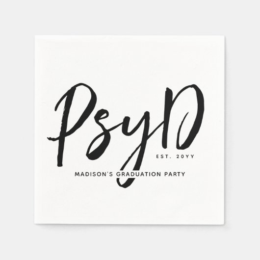 Serviette En Papier Personnalisé Elegant PsyD Docteur en Psychologie (Devant)
