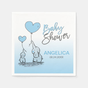 Serviette En Papier Personnalisé GARÇON Blue Elephant Maman & Baby sho