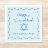 Serviette En Papier Personnalisé Jewish Star Blue Happy Hanoukka Party