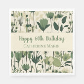 Serviette En Papier Personnalisé Joyeux 60e anniversaire Fleur sauvage (Devant)