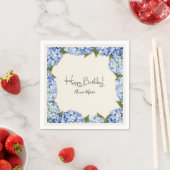 Serviette En Papier Personnalisé Joyeux Anniversaire Hydrangea (En situation)