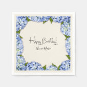 Serviette En Papier Personnalisé Joyeux Anniversaire Hydrangea (Devant)