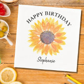 Serviette En Papier Personnalisé Joyeux Anniversaire Tournesol Jaune