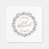 Serviette En Papier Personnalisé Juste Marié Floral | Serviette en Pap (Devant)