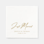 Serviette En Papier Personnalisé Juste Marié Or Lettre À La Main (Devant)