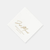 Serviette En Papier Personnalisé Juste Marié Or Lettre À La Main (Coin)