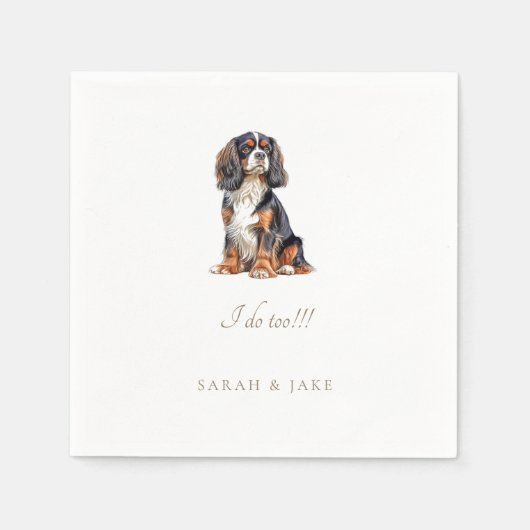 Serviette En Papier Personnalisé King Charles Spaniel Mariage animal (Devant)