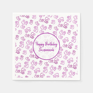 Serviette En Papier Personnalisé Lié Purple Hearts Motif Modèle Napki