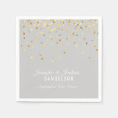 Serviette En Papier Personnalisé LIGHT GREY Gold Confetti Mariage (Devant)