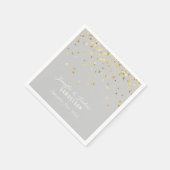 Serviette En Papier Personnalisé LIGHT GREY Gold Confetti Mariage (Coin)