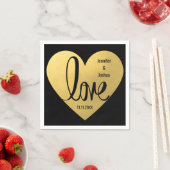 Serviette En Papier Personnalisé LOVE Black Gold Wedding Réception Coc (En situation)