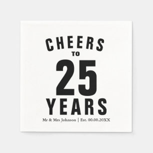 Serviette En Papier Personnalisé M. et Mme 25e anniversaire du mariage