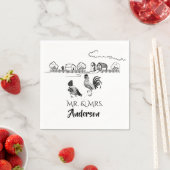 Serviette En Papier Personnalisé M. et Mme Chicken Mariage agricole (En situation)
