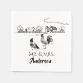 Serviette En Papier Personnalisé M. et Mme Chicken Mariage agricole (Devant)
