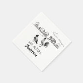 Serviette En Papier Personnalisé M. et Mme Chicken Mariage agricole (Coin)