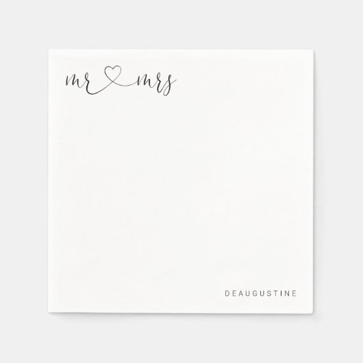 Serviette En Papier Personnalisé M. & Mme Mariage Napkin (Devant)