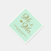 Serviette En Papier Personnalisé M. & Mme Mint Green Gold Mariage (Coin)