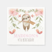 Serviette En Papier Personnalisé mignon Fille Sloth Anniversaire (Devant)