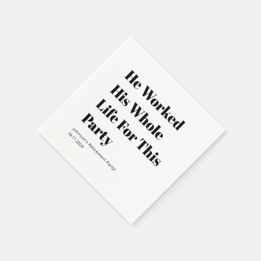 Serviette En Papier Personnalisé Minimal Blanc Funny Retraite partie (Coin)