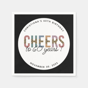 Serviette En Papier Personnalisé Moderne 60e anniversaire Empreinte de