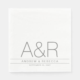 Serviette En Papier Personnalisé Moderne Minimaliste Gris Blanc