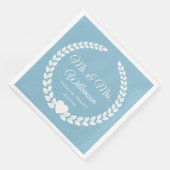 Serviette En Papier Personnalisé Mr & Mrs Bride et Groom Newlyted (Coin)