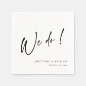 Serviette En Papier Personnalisé noir et blanc Nous faisons Script Mar (Devant)