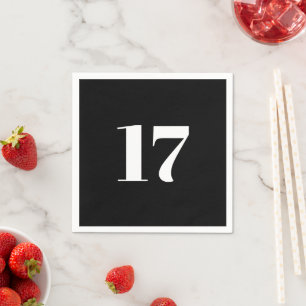 Serviette En Papier Personnalisé noir et blanc Numéro âge anniversaire