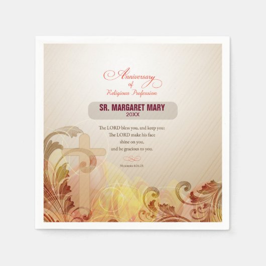 Serviette En Papier Personnalisé Nom et année Nun, 60e Anniversaire Re (Devant)