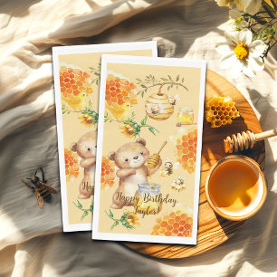 Serviette En Papier Personnalisé Nom Honey Bear Bees Anniversaire
