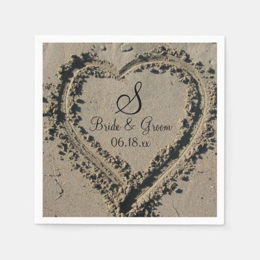 Serviette En Papier Personnalisé Nom Monogramme Date Plage Mariage Coe (Devant)