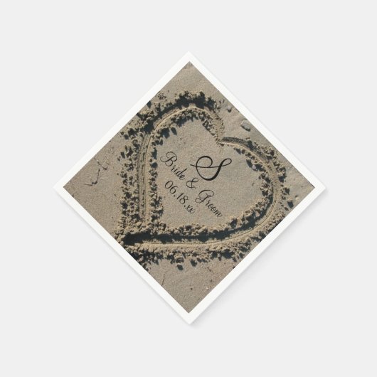 Serviette En Papier Personnalisé Nom Monogramme Date Plage Mariage Coe (Coin)