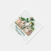 Serviette En Papier Personnalisé Nom Safari Animaux Palm Trees Anniver (Coin)