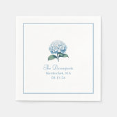 Serviette En Papier Personnalisé Noms Élégant bleu clair Hydrangea Mar (Devant)