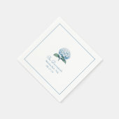Serviette En Papier Personnalisé Noms Élégant bleu clair Hydrangea Mar (Coin)