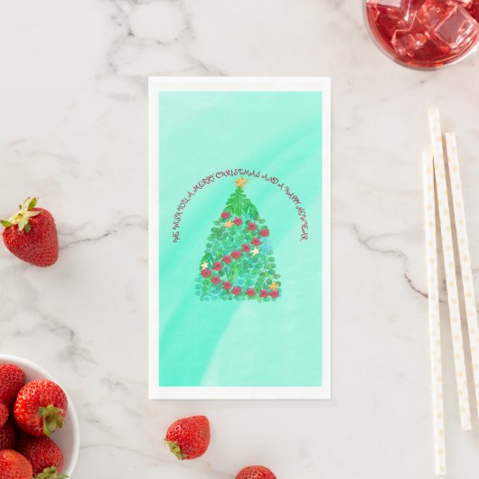 SERVIETTE EN PAPIER PERSONNALISÉ NOUS VOUS SOUHAITONS UN JOLI NOËL (En situation)