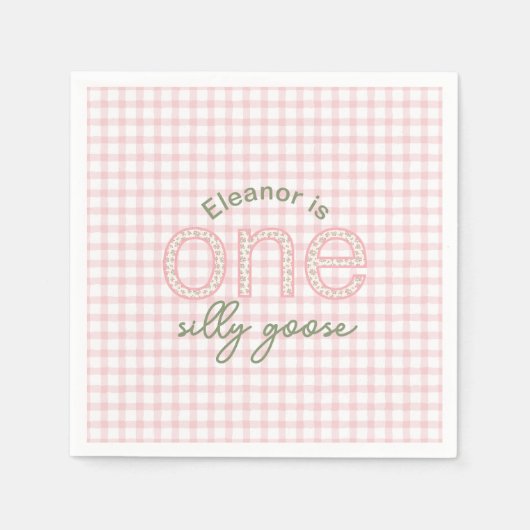 Serviette En Papier Personnalisé "One Silly Goose" Anniversaire Napkin (Devant)